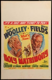 4p330 HOLY MATRIMONY WC '43 wacky romantic art of Monty Woolley & Gracie Fields!