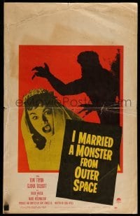 4p335 I MARRIED A MONSTER FROM OUTER SPACE WC '58 great image of Gloria Talbott & monster shadow!
