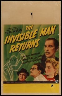4p336 INVISIBLE MAN RETURNS WC '40 Vincent Price, Hardwicke, H.G. Wells, cool sci-fi art, rare!