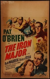 4p337 IRON MAJOR WC '43 Pat O'Brien plays football in the military, great sports montage art!