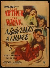 4p346 LADY TAKES A CHANCE WC '43 Jean Arthur moves west and falls in love with John Wayne!