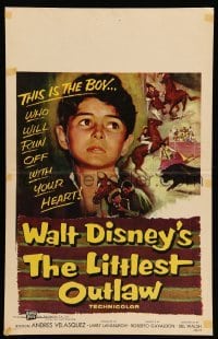 4p355 LITTLEST OUTLAW WC '55 Walt Disney, this is the young boy who will run off with your heart!