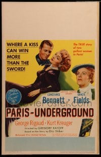 4p391 PARIS-UNDERGROUND WC '45 Constance Bennett, Gracie Fields, a kiss wins more than the sword!