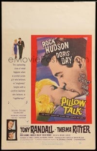 4p395 PILLOW TALK WC '59 bachelor Rock Hudson loves pretty career girl Doris Day, classic!