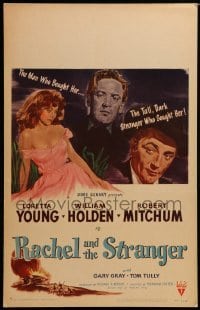 4p398 RACHEL & THE STRANGER WC '48 William Holden & Robert Mitchum fight over Loretta Young!