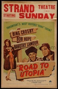 4p406 ROAD TO UTOPIA WC '45 Bob Hope, sexy Dorothy Lamour & Bing Crosby in Alaska!