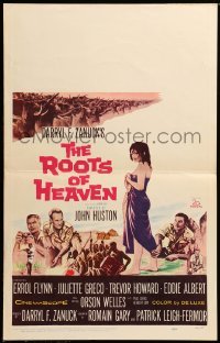 4p408 ROOTS OF HEAVEN WC '58 directed by John Huston, Errol Flynn & sexy Juliette Greco in Africa!