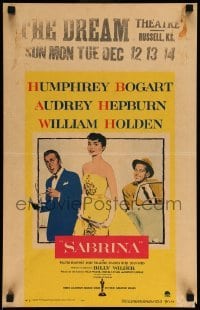 4p411 SABRINA WC '54 Audrey Hepburn between Humphrey Bogart & William Holden, Billy Wilder!