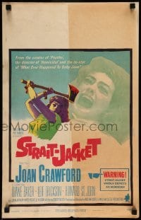 4p428 STRAIT-JACKET WC '64 art of crazy ax murderer Joan Crawford, directed by William Castle!