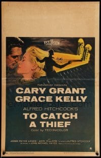 4p443 TO CATCH A THIEF WC '55 romantic close up art of Grace Kelly & Cary Grant, Alfred Hitchcock