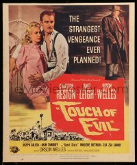 4p446 TOUCH OF EVIL WC '58 Bob Tollen art of Orson Welles, Charlton Heston & Janet Leigh!