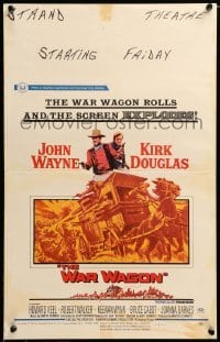 4p456 WAR WAGON WC '67 cowboys John Wayne & Kirk Douglas, western armored stagecoach artwork!