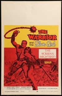 4p457 WARRIOR & THE SLAVE GIRL WC '59 awesome artwork of gladiator & girl, mightiest Italian epic!