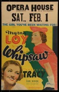 4p460 WHIPSAW WC '35 two images of sexy jewel thief Myrna Loy, the girl you've been waiting for!