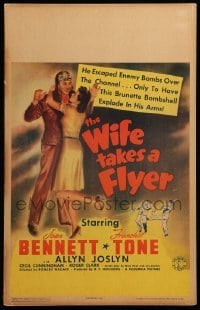 4p461 WIFE TAKES A FLYER WC '42 brunette bombshell Joan Bennett loves pilot Franchot Tone!