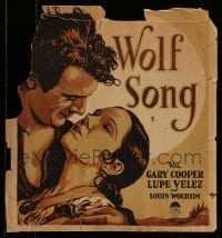 4p464 WOLF SONG WC '29 wonderful romantic close up art of Gary Cooper holding Lupe Velez, rare!