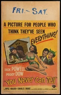 4p467 YOU NEVER CAN TELL WC '51 Dick Powell is a reincarnated dog who inherited a fortune!