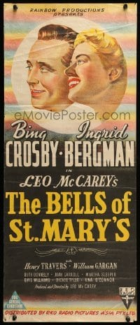 4r626 BELLS OF ST. MARY'S Aust daybill '47 pretty Ingrid Bergman & Bing Crosby, different!