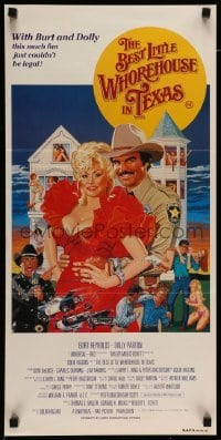 4r627 BEST LITTLE WHOREHOUSE IN TEXAS Aust daybill '82 art of Reynolds & Dolly Parton by Goozee!