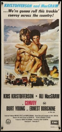 4r661 CONVOY Aust daybill '78 art of barechested trucker Kris Kristofferson & sexy Ali McGraw!