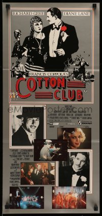 4r663 COTTON CLUB Aust daybill '84 Francis Ford Coppola, Richard Gere, cool art deco design!