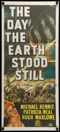 4r671 DAY THE EARTH STOOD STILL Aust daybill R70s Robert Wise, art of giant hand & Patricia Neal!