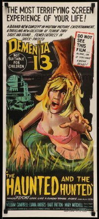 4r676 DEMENTIA 13 Aust daybill '63 Coppola, The Haunted & the Hunted, horror art!