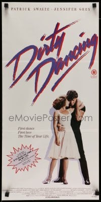 4r683 DIRTY DANCING Aust daybill '88 classic image of Patrick Swayze & Jennifer Grey in embrace!