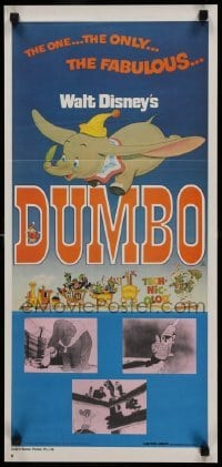4r689 DUMBO Aust daybill R76 different colorful train art from Walt Disney circus elephant classic