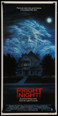 4r711 FRIGHT NIGHT Aust daybill '85 Sarandon, McDowall, best classic horror art by Peter Mueller!
