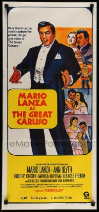 4r732 GREAT CARUSO Aust daybill R68 artwork of Mario Lanza & with pretty Ann Blyth!