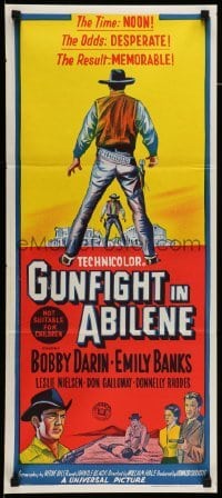 4r735 GUNFIGHT IN ABILENE Aust daybill '67 art of cowboy Bobby Darin in a showdown!