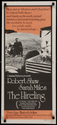 4r745 HIRELING Aust daybill '73 artwork of Robert Shaw as chauffeur to Sarah Miles!