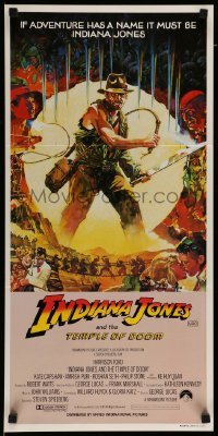 4r759 INDIANA JONES & THE TEMPLE OF DOOM Aust daybill '84 art of Harrison Ford by Mike Vaughan!