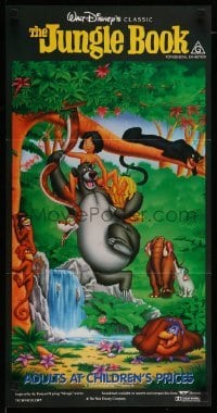 4r767 JUNGLE BOOK Aust daybill R90s Walt Disney cartoon classic, great image of Mowgli & friends!