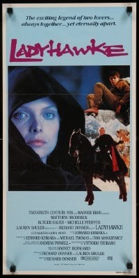 4r777 LADYHAWKE Aust daybill '85 different image of Michelle Pfeiffer & young Matthew Broderick!