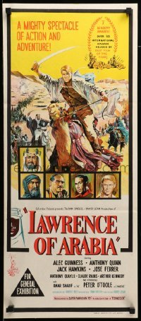 4r782 LAWRENCE OF ARABIA Aust daybill '63 David Lean classic art of Peter O'Toole!