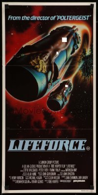 4r785 LIFEFORCE Aust daybill '85 Tobe Hooper directed, sexy space vampires, cool sci-fi art!