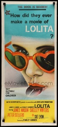 4r790 LOLITA Aust daybill '62 Stanley Kubrick, sexy Sue Lyon with heart sunglasses & lollipop!