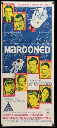 4r802 MAROONED Aust daybill '70 Gregory Peck & Gene Hackman, great cast & rocket art!