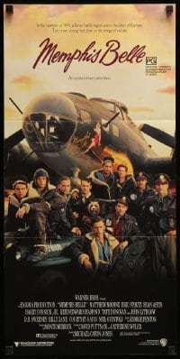4r805 MEMPHIS BELLE Aust daybill '90 Matt Modine, Sean Astin, cool cast portrait by WWII B-17!