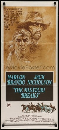 4r808 MISSOURI BREAKS Aust daybill '76 art of Marlon Brando & Jack Nicholson by Bob Peak!