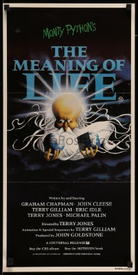 4r812 MONTY PYTHON'S THE MEANING OF LIFE Aust daybill '83 wacky art of God creating Earth!