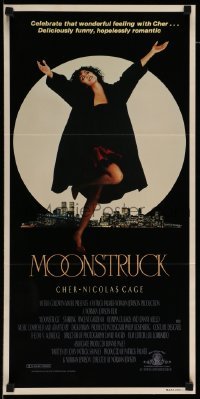 4r815 MOONSTRUCK Aust daybill '87 Cher in front of New York City skyline, Norman Jewison!
