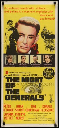 4r823 NIGHT OF THE GENERALS Aust daybill '67 WWII officer Peter O'Toole in manhunt across Europe!