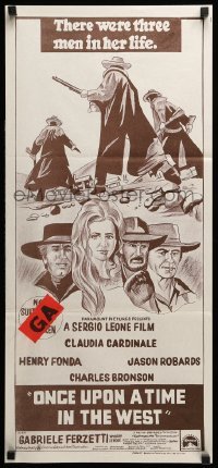 4r826 ONCE UPON A TIME IN THE WEST Aust daybill R70s Leone, Cardinale, Fonda, Bronson & Robards!