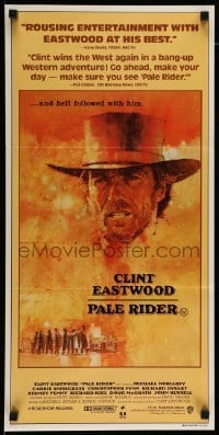 4r832 PALE RIDER Aust daybill '85 great artwork of cowboy Clint Eastwood by C. Michael Dudash!
