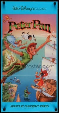 4r837 PETER PAN Aust daybill R92 Walt Disney animated cartoon fantasy classic, great art!