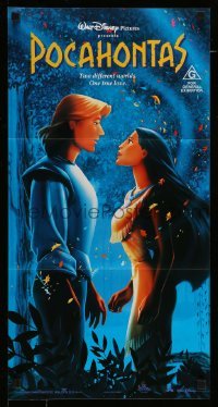4r842 POCAHONTAS Aust daybill '95 Disney Native Americans, John Smith and title character at night