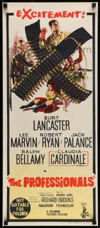 4r851 PROFESSIONALS Aust daybill '66 art of Lancaster, Lee Marvin & sexy Claudia Cardinale!